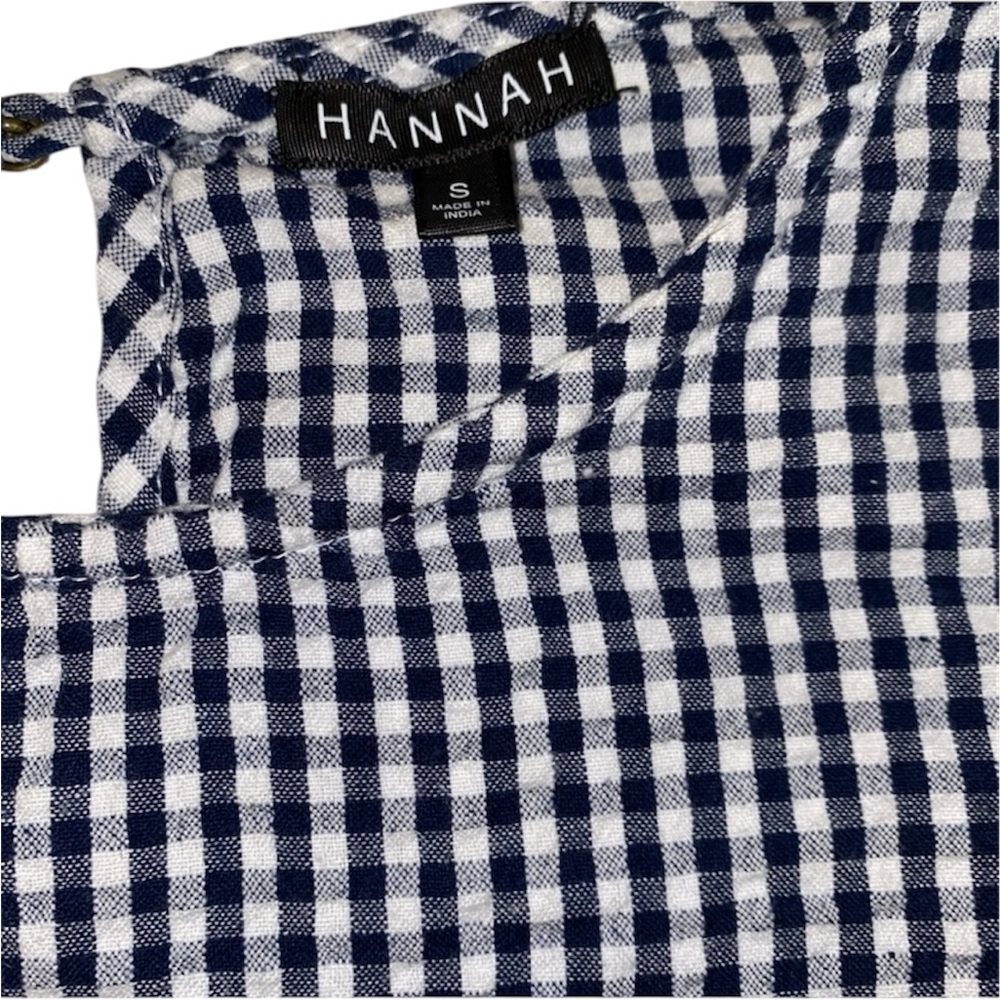 Hannah Boutique Gingham Print Ruffle Short Sleeve Blouse Size Small - Picture 4 of 4